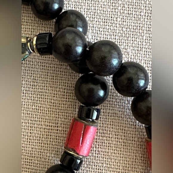 24 inch Tibetan Brass Inlaid bead necklace NWOT - Picture 3 of 13